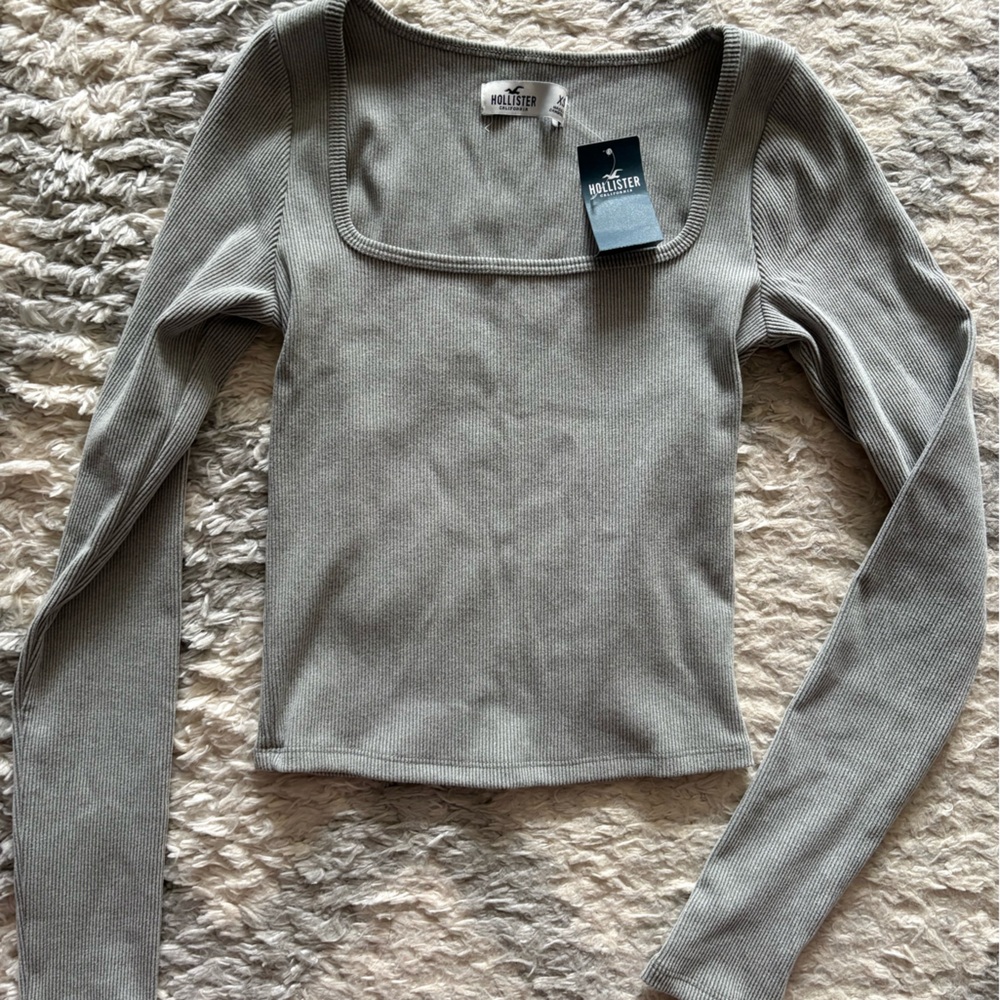 Hollister Light Gray Ribbed Top